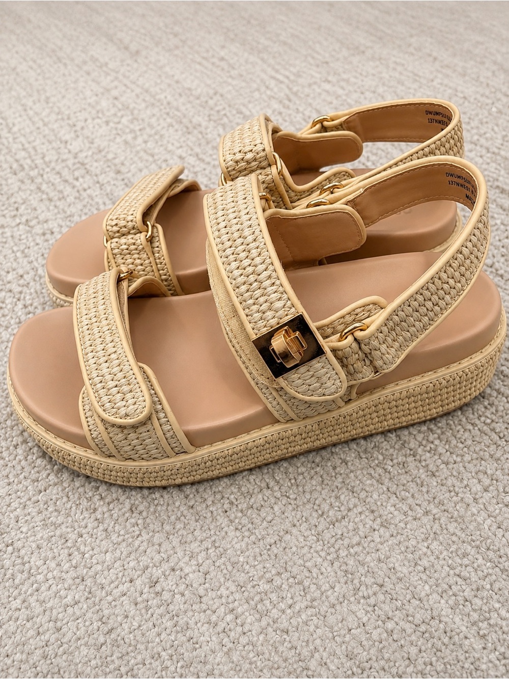 Dream Pairs Raffia Woven Platform Sandals Beige Size 8.5